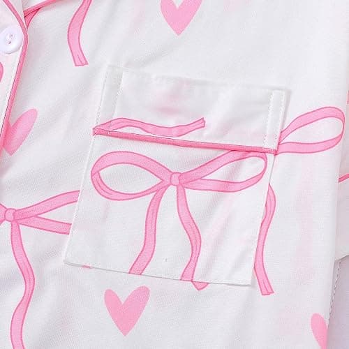 Christmas Pajamas For Women Set,Button Down Short Sleeve Shirts And Shorts Set Soft Casual Cute Xmas Print Pjs Sleepwear thumbnail 6