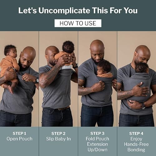 Lalabu The Dad Shirt | Hands-Free Baby Carrier for Dad with Kangaroo Pouch | Engineered for Bonding, Safety, & Comfort for Newborns Up to 15 Lbs. | CPSC Compliant - Simple Gray - XL thumbnail 4
