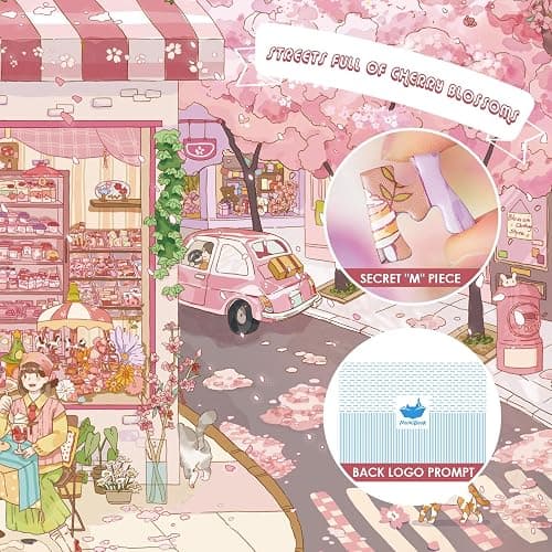MOMIBOOK 1000 Piece Puzzle for Adults Jigsaw Puzzles of Streets Full of Cherry Blossoms, Painting Image Flower Street Difficult Challenging Hard Impossible Puzzle Unique Christmas Birthday Gifts thumbnail 4