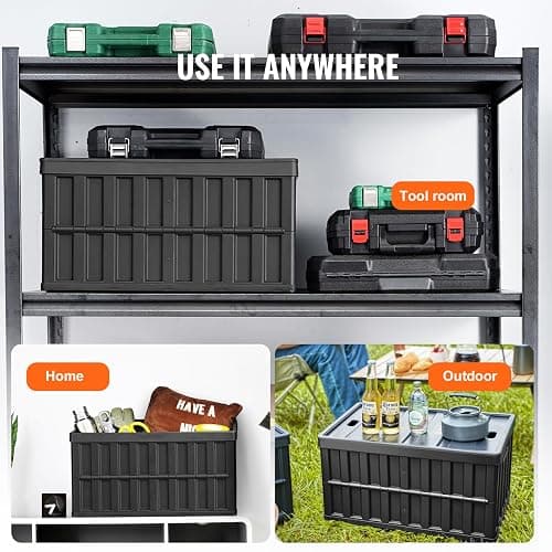 VEVOR 65L Collapsible Storage Bins with Lids 3 Packs, Stackable Utility Crates with Handles, Large Folding Containers for Organizing Tools, Books, Food, Drinks, Camping&Transport thumbnail 8