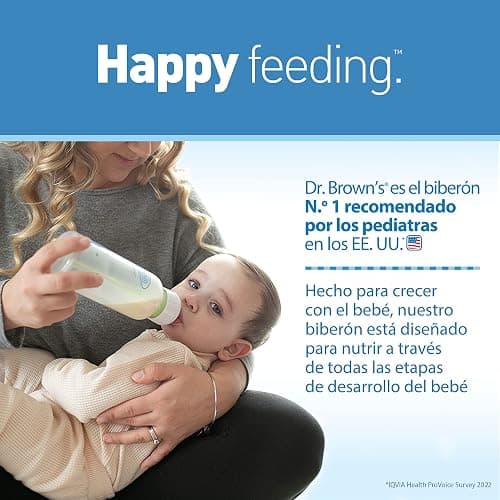 Dr. Brown's Natural Flow Anti-Colic Options+ Narrow Baby Bottle, Blue Nature, 8 oz/250 mL, with Level 1 Slow Flow Nipples, 0m+, 4 Pack - 4 Pack, 8oz, Blue Nature thumbnail 9