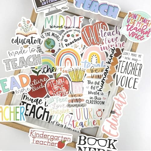 Teacher Stickers 50 Pcs, Vinyl Waterproof Stickers for Laptop Water Bottles Notebook, Teacher Appreciation Gifts in Bulk thumbnail 4
