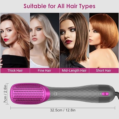 APOKE 3 in 1 Hair Dryer Brush Professional 1200W Powerful Ceramic Tourmaline 3 Heat/2 Speed Settings One Step Hair Dryer and Styler (Gray) thumbnail 2