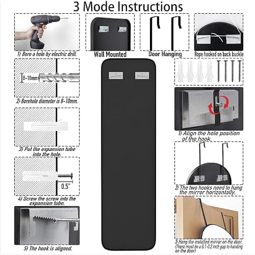 SCWF-GZ 47x14 Mirror Rectangle Full Body Length Door Hanging Wall Mounted Metal Aluminum Alloy Frame Dressing Make-up Mirrors for Entryway Bedroom Bathroom Living Room 47 14 inch Black thumbnail 5