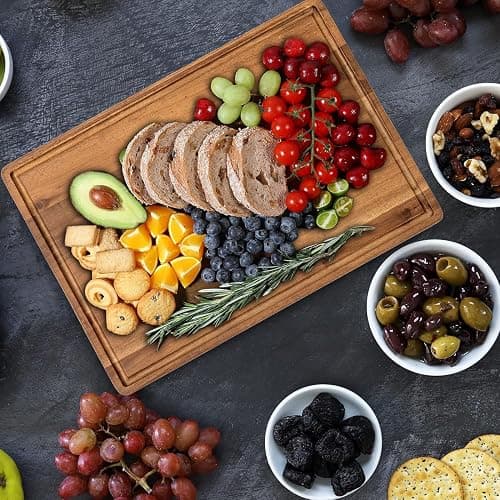 KOLWOVEN Wood Cutting Boards for Kitchen - Set of 3, Wooden Cutting Board Set with Holder for Chopping Meat, Cheese, Fruits, Vegetables, Knife Friendly Serving Tray thumbnail 2