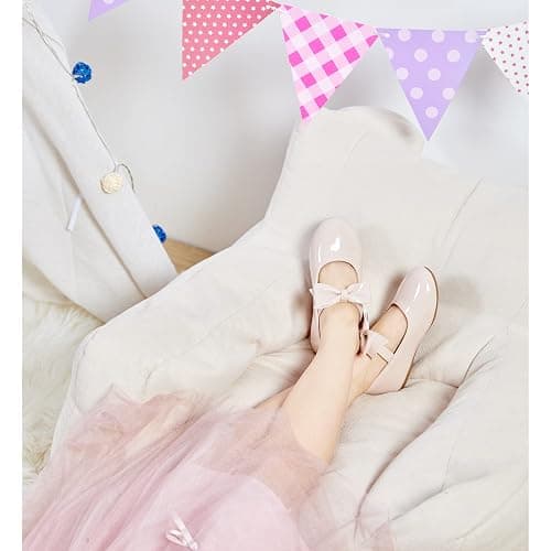 Felix & Flora Toddler Flower Girl Dress Shoes - Girl Ballet Flats Party School Shoes Wedding - 8 Toddler - B317-nude thumbnail 3