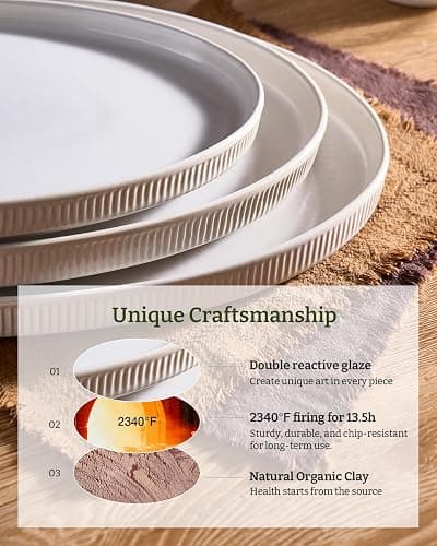 famiware Large Serving Platters Set of 3 Sizes - Oval, Matte White | 16"/14"/12" Fine Stoneware Serving Trays for Party, Entertaining for Food, Turkey, Appetizer, Microwave Dishwasher Safe thumbnail 4