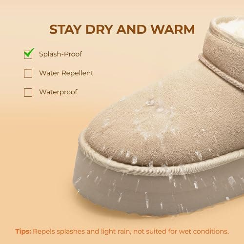 DREAM PAIRS Platform Mini Boots for Women Suede Genuine Leather, Classic Winter Ankle Snow Boots with Memory Foam Insole Lightweight Anti-Slip Outsole FuzzyClassic thumbnail 6