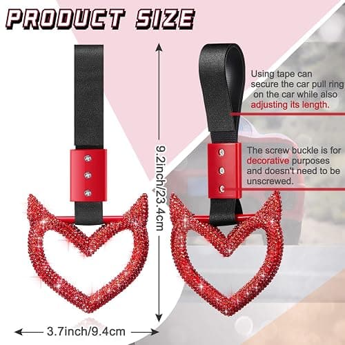 Fabbay Bling Heart Handle Ring Car Accessory for Women - Devil Style, Red thumbnail 2