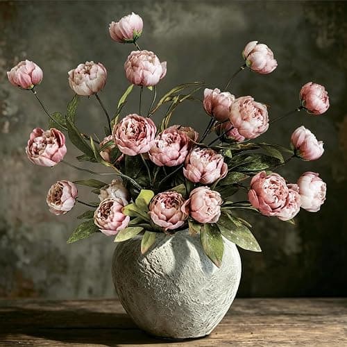 Cherica 6Pcs Viral Peony Artificial Flowers for Vase，27in Real Touch Fake Flowers Branches with Flexible Wired Stems for Home Decor DIY Bouquet Centerpieces Wedding Shower Fillers Arrangements,Dusty thumbnail 6