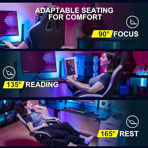 GTPLAYER Gaming Chair, Computer Office Chair with Pocket Spring Cushion, Linkage Armrests and Footrest, High Back Ergonomic Computer Chair with Lumbar Support Task Chair with Footrest(Black) thumbnail 4