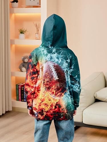 Idgreatim Kids 3D Graphic Pullover Hoodies Warm Thick Hooded Sweatshirt for Boys Girls 6-16 Years thumbnail 6