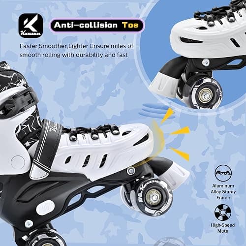 Kuxuan Skates Roller Skates for Girls and Boys Kids, 4 Sizes Adjustable Fun Kids Toddler Rollerskates with Light up Wheels for Teens Women Indoor Outdoor thumbnail 5