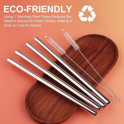 Metal Straws for Owala Free Sip 24 oz 32 oz, Replacement Stainless Steel Straw, Reusable BPA-Free Metal Straw for FreeSip 24/32oz, 4pcs Straws with 2 Cleaner Brush thumbnail 5