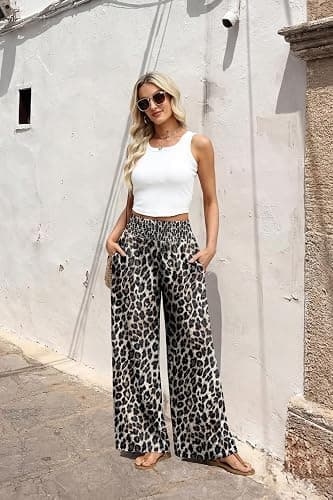 Sampeel Wide Leg Pants Woman High Waist Trousers with Pockets Casual Lounge thumbnail 5