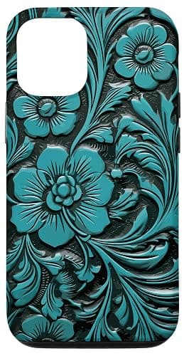 Western & Cowgirl, Country, Boho Floral, Turquoise Teal Case for iPhone 12/12 Pro - Image 1