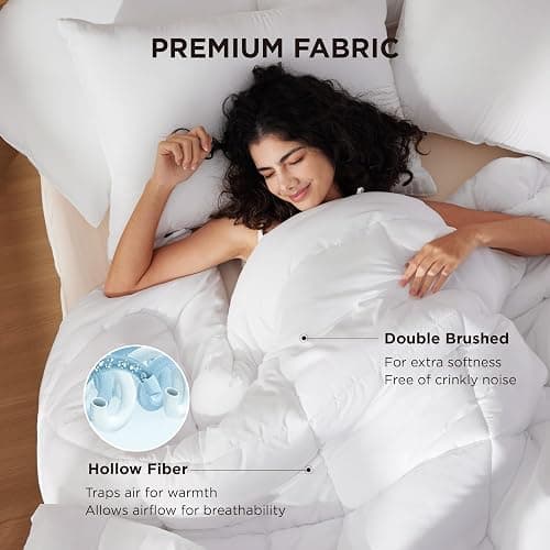Bedsure Comforter Duvet Insert - Quilted Comforters Queen Size, All Season Duvet, GentleSoft Down Alternative Bedding Blanket, with 8 Tabs, Gifts for Women/Men, White, Queen 88 x 88 Inches thumbnail 4