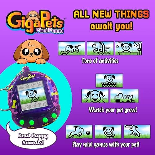 Giga Pets 2-in-1 Interactive Digital Pet Puppy Dog, Collector’s Edition Virtual Pets for Kids, 90’s Gaming Gift for Boys and Girls thumbnail 4