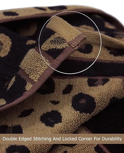 COTTON CRAFT 6 Piece Towel Set - 100% Cotton Animal Print Safari Towels | Soft Absorbent Leopard Cheetah Jacquard Bathroom Towels - 2 Bath Towel, 2 Hand Towel, 2 Washcloth Decorative Guest Towels thumbnail 3