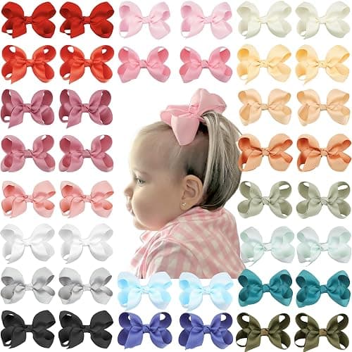 CÉLLOT 40Pcs 3 inch Hair Bows for Girls Grosgrain Ribbon Toddler Back to School Hair Accessories with Alligator Clips for Baby Girls Kids thumbnail 9