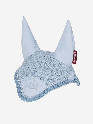 LeMieux Mini Ear Bonnet in Mist with Soft Lycra Ears - Close Knit Crochet - Comfortable Fit Equestrian Mask - Sport Horse Wear - One Size - Mist - One Size - Image 1