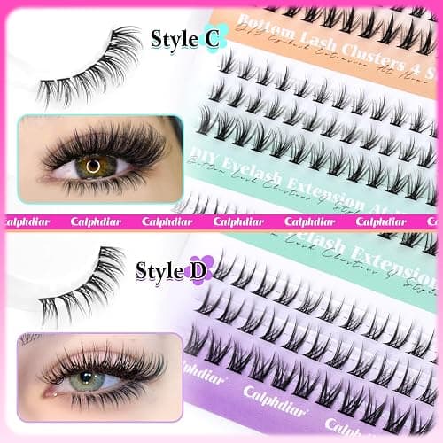 calphdiar Bottom Lash Clusters Kit DIY Eyelash Extensions 4 Styles Bottom Lashes Extension Kit Wispy Lower Eyelash Clusters Kit 5-7mm Natural Individual Lashes 225Pcs for Bottom Lash Extension thumbnail 5