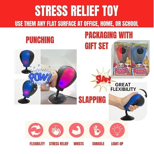 Light-Up Desk Punching Ball – 5.7" x 3" Mini Stress Relief Boxing Toy with Suction Base – Office Desk Accessory for Anxiety, Anger & Fun Gift thumbnail 6