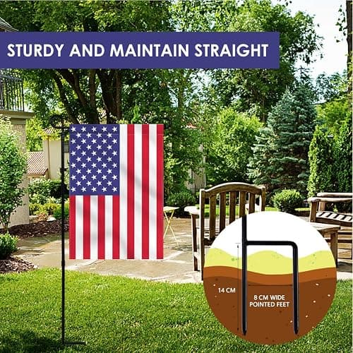 PHITRIC Garden Flag Holder Stand, Premium Powder-Coated Yard Flag Pole, Weather-Proof Black Metal Flagpole for Winter Garden Flag, Christmas Garden Flag, American Flag, Outdoor Garden Decor Decoration thumbnail 3