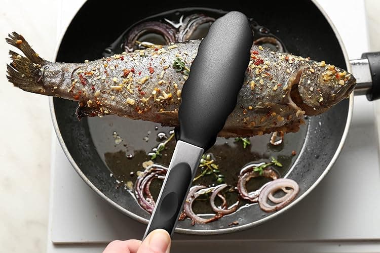 2 Pack Black Kitchen Tongs, Premium Silicone BPA Free Non-Stick Stainless Steel BBQ Cooking Grilling Locking Food Tongs, 9-Inch & 12-Inch thumbnail 2