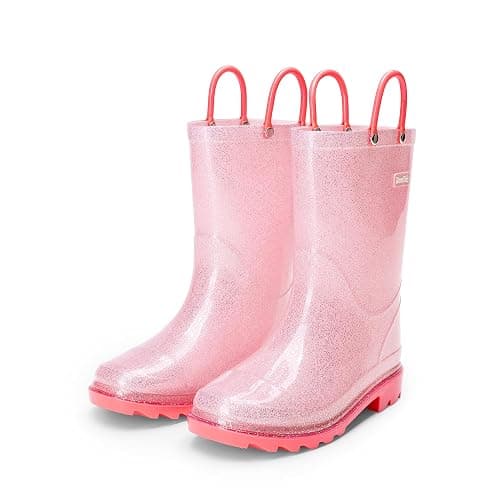 DREAM PAIRS Kids Rain Boots Glitter Boys Girls with Easy-on Handles Sparkly Waterproof Boots Outdoor Playing Rain Boots Unisex-Child - Image 1