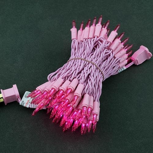 YULETIME Pink LED Christmas Lights with Pink Wire, 33 ft 100 Count UL Certified Commercial Grade Holiday String Light Set thumbnail 3