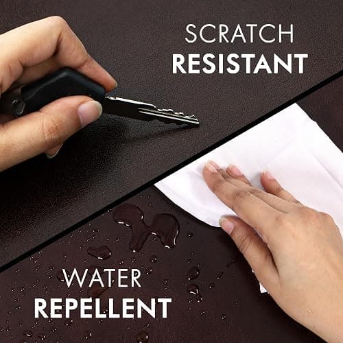 Elizo Leather Desk Mat Desk Pad Blotter Set - Real Full-Grain Leather (32x16) 2-Layer Genuine Desk Cover Protector & Large Mouse Pad, Computer Keyboard Desk Accessories for Office & Home thumbnail 6
