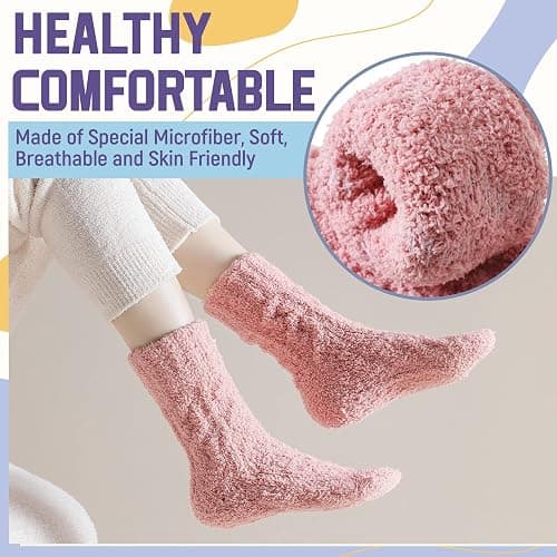 DoSmart Fuzzy Socks For Women Slipper Warm Fluffy Soft Winter Cozy Plush Cabin Sleep Christmas Home Socks thumbnail 4