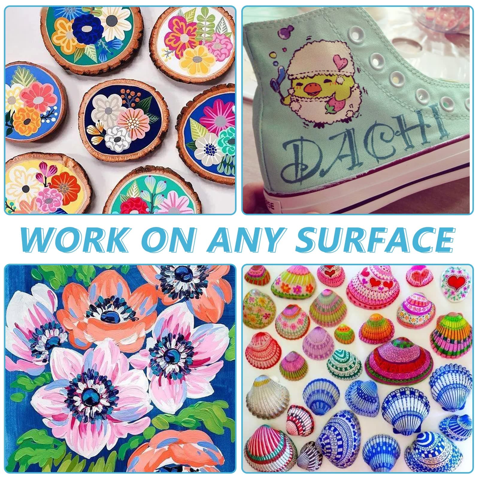 42 Colores de Marcadores Acrílicos Set de Doble Punta, Vibrantes, Ideal para Pintura y Manualidades, Incluye Caja de Cartón (42) thumbnail 5