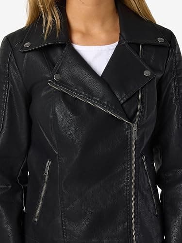 NOISY MAY Veste en Simili Cuir pour Femme Veste de Motard Veste de Transition Manches Longues Chemise Veste en PU NMREBEL thumbnail 3