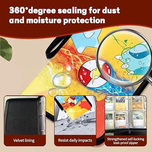 Astrumify Trading Card Binder - 9 Pocket Card Holder Zipper Album with 60 Bonus Removable Sleeves, 1080 Capacity Portable Organizer for Gaming Cards and Collectible Cards thumbnail 7
