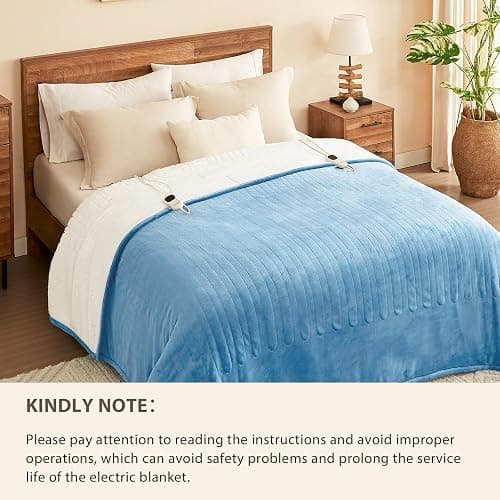 Homemate Heated Electric Blanket Twin 62"x84" Heating Throw Blanket | Fast Heating with 10 Heating Levels 8 Hours Auto Off Over-Heated Protection Warm Soft Flannel Winter Gifts for Women ETL thumbnail 9