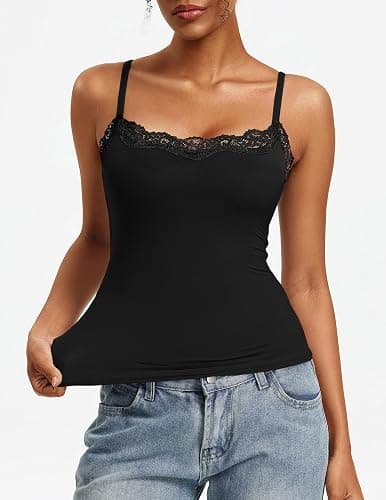 Avidlove Women's Lace Trim Tank Tops Square Neck Camisole Going Out Top Slim Fit 2026 Trendy Summer thumbnail 2