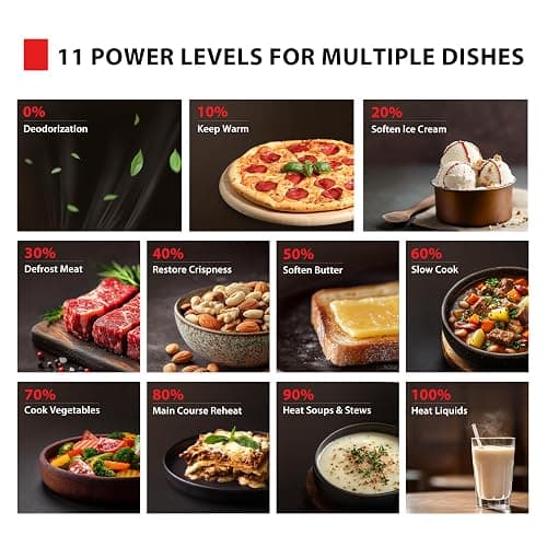 TOSHIBA Small Microwave Oven with 11 Power Levels, ChefDefrost, Sound On/Off & Eco Mode, 0.7 Cu Ft, 700W, Black, MM-EM07PA(BK) thumbnail 7