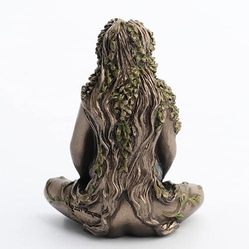 Veronese Design 2.5" Mother Earth Gaia Sitting Lotus Pose Resin Figurine Painted Bronze Finish thumbnail 4