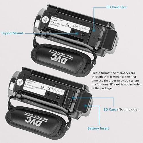 kimire Video Camera Camcorder Digital Camera Recorder Full HD 1080P 15FPS 24MP 3.0 Inch 270 Degree Rotation LCD 16X Digital Zoom Camcorder Camera with 2 Batteries(Black) thumbnail 5