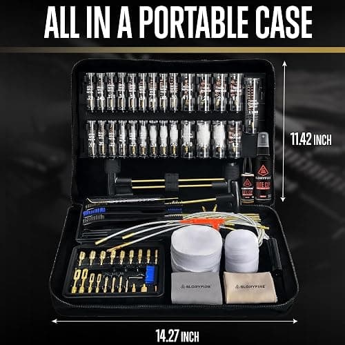 GLORYFIRE Gun Cleaning Kit Handgun Shotgun Pistol Cleaning Kit for All Guns with High-end Brass Brushes, Mops, Jags, Reinforced, Lengthened Rods and Gun Cleaning Snake&Ropes thumbnail 8