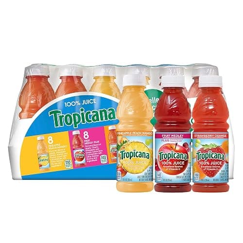 Tropicana 100% Juice 3-Flavor Fruit Blend Variety Pack, 10 Fl Oz, Bottles, (Pack of 24), 10 ounces - Image 1