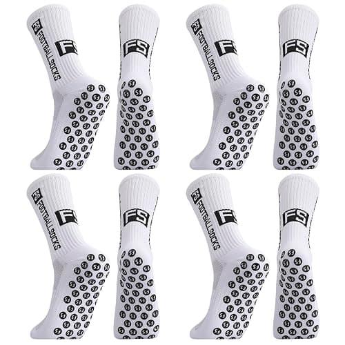 Apricitie 4 Paare Fußball Socken, 39-46 35-38 Fußballsocken Anti Rutsch Grip Sportsocken Rutschfeste Fussball Socken für Herren Damen Kinder thumbnail 9