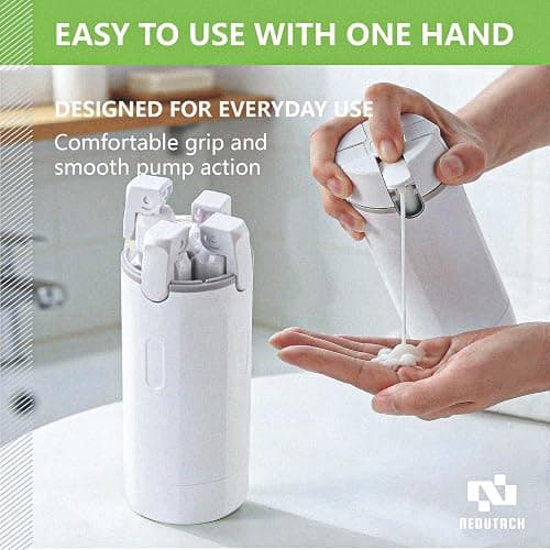 4 in 1 Travel Dispenser Bottles Shampoo Refillable Leak Proof TSA Compliant Size Containers Toiletries Toiletry with Pump Design Portable Organizer Conditioner Lotion Cream Vacation (White) thumbnail 6