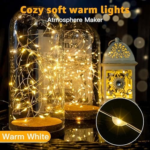 6 Pack Fairy Lights Battery Operated 7ft 20 LED Mini String Lights Twinkle Lights Silver Wire Firefly Starry Moon Lights for Mason Jars Wedding Party Christmas Centerpiece Table Decorations,Warm White thumbnail 4