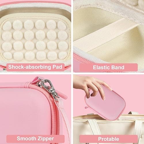Leayjeen Digital Camera Case Compatible with CAMKORY/Canon PowerShot ELPH 180/ Sony DSCW800/ FHD 1080P 44MP Point Digital Camera,Compact Digital Camera-Pink(Case Only) thumbnail 4