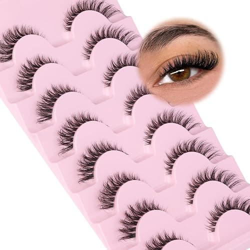 False Eyelashes Fox Eye 8 Pairs Pack 40D Natural Look Fluffy Wispy Cat Eye Lashes Soft Faux Mink Lashes Lightweight D-Curl Clear Band Eyealshes by GVEFETIEE thumbnail 2