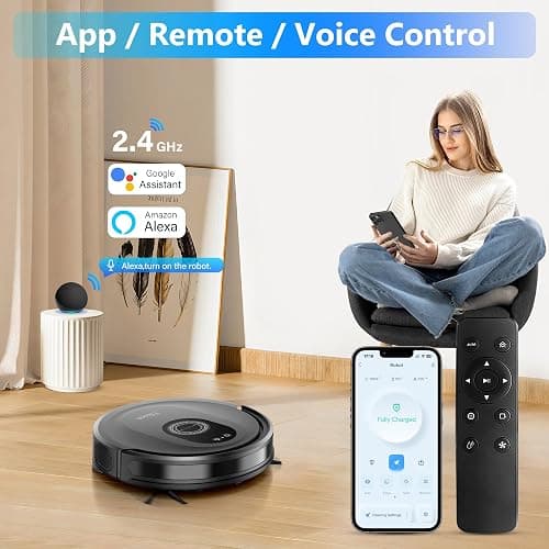 Tikom Robot Vacuum and Mop Combo, 5000Pa Robotic Vacuum Cleaner, 150 Min Max, App & Remote Control, Ideal for Hard Floor, Carpet, Pet Hair, Self-Charge(G8000 Max) thumbnail 8