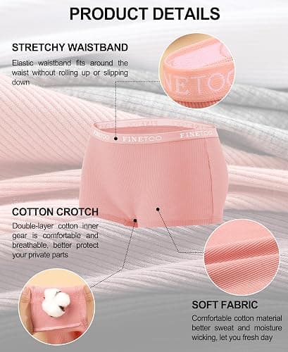 FINETOO Boyshort Underwear for Women Cotton Boxer Briefs Full Coverage Ladies BoyShorts Panties 5 Pack thumbnail 4